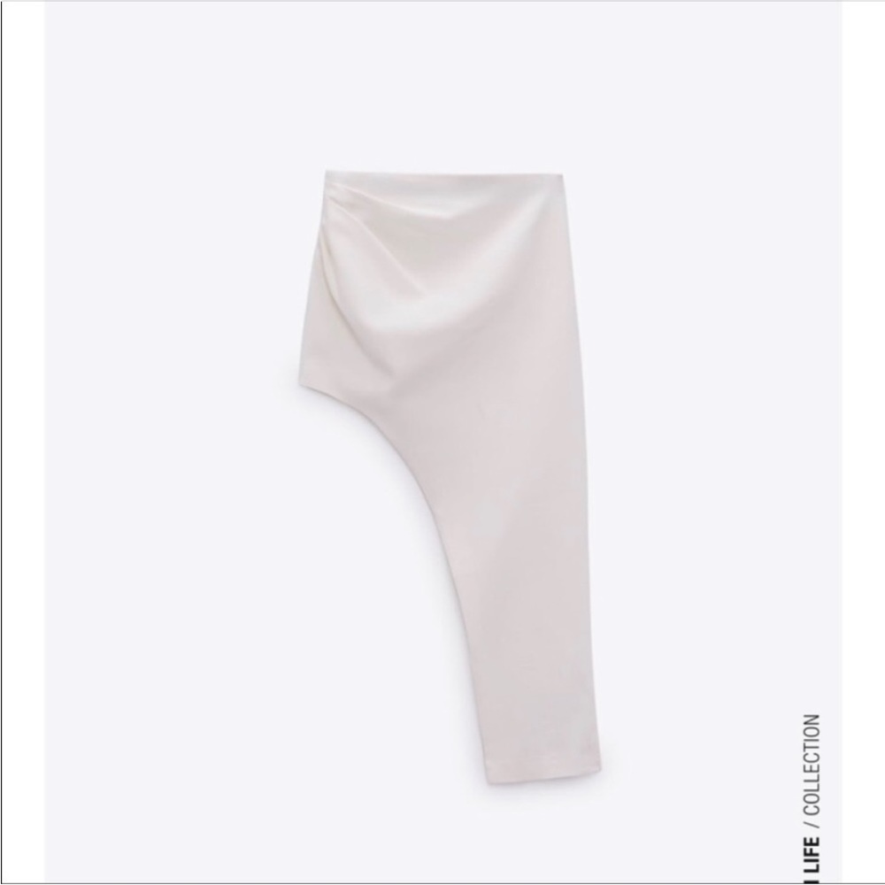 🕊️ Zara Linen  Asymmetrical Skirt White, Size XS